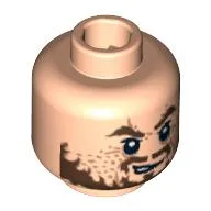 Minifig Head Hector Barbossa, Ragged Brown Beard Print