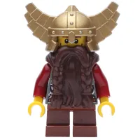 Dwarf, Dark Brown Beard, Metallic Gold Winged Helmet