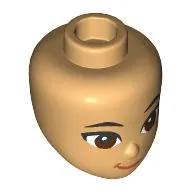 Minidoll Head Black Eyebrows, Reddish Brown Eyes, Dark Orange Lips, Smirk