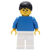 Soccer Player Blue Torso, White Legs, Black Hair, Freckles