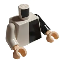 Torso, Odd Arms, Shirt with Black Half Panel Print, Left Black Arm, Right White Arm, Light Nougat Hands