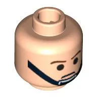 Minifig Head Rebel Trooper / Imperial Trooper, Brown Eyebrows and Black Chin Strap Print