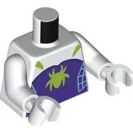 Torso Jumpsuit, Dark Purple Chest, Blue Webs, Lime Ghost Spider Logo print, White Arms and Hands