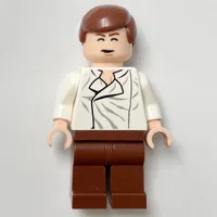 Han Solo, White Shirt, Reddish Brown Legs, Dual Sided Head Closed Mouth / Closed Eyes