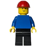 Man, Blue Torso, Black Legs, Red Hard Hat