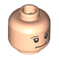Minifig Head Augustus Gloop, Dark Tan Eyebrows, Neutral Smile / Chubby Cheeks, Reddish Brown Chocolate Stain