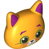 Minidoll Head Special, Cat with Bright Green Eyes, White Nose, Magenta Ears, Eyebrows print