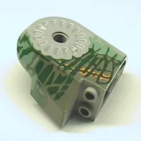 Animal Body Part, Dinosaur Body Quarter with Pin Holes, Dark Gray, Sand Green, Medium Orange, and Dark Green Streaks Print