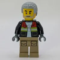 Firefighter, Open Jacket, Dark Tan Legs, Light Bluish Gray Hair