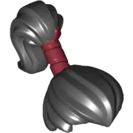 Hair Ponytail High with Dark Red Band Pattern