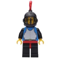 Knight (Breastplate on Blue) - Black Legs, Black Helmet, Red Plume, Plastic Cape