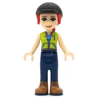 Mia - Lime Top, Dark Blue Pants, Black Cap