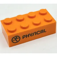 Brick 2 x 4 with 'PHYSICAL' and Icon / 'MOOVA' Print