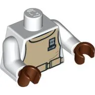 Torso Mon Calamari Rebel Uniform Print (Admiral Ackbar), White Arms, Reddish Brown Hands