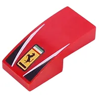 Slope Curved 2 x 1 No Studs with Ferrari Logo, White Lines, Black Triangles print