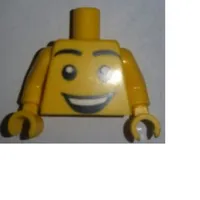 Torso with Large Smiley Face Open Mouth Grin Print, Yellow Arms and Hands