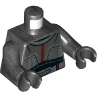 Torso Clone Trooper Armor, Dark Red Stripe print (Hunter / Wrecker), Pearl Titanium Arms, Black Hands
