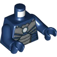 Torso Armor with Silver Plates and Bright Light Blue Center Circle (Arc Reactor) Print, Dark Blue Arms and Hands