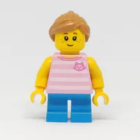 Kid, Bright Pink Torso, Blue Legs, Medium Nougat Hair