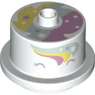 Duplo Food 2 x 2 Round Cake with Stud on Top, Rainbow and Unicorn Face Print