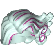 Hair Long Swept Left with Curls, Magenta Highlights Print