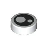 Tile Round 1 x 1 with Black Eye with Two Pupils Print