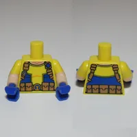 Torso, Dual Molded Arms, Shirt with Blue Pockets, Straps, Utility Belt, Belt Buckle Print, Yellow Sleeves Pattern, Light Nougat Arms, Blue Hands