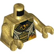 Torso Robe, White Fabric, Flames, Beaded Necklace Print, Pearl Gold Arms and Legs