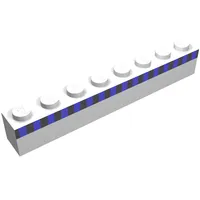 Brick 1 x 8 with Black Stripe and 16 Blue Squares Print