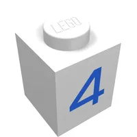 Brick 1 x 1 with Blue '4' Print