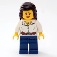 Female, White Blouse, Dark Blue Legs, Black Hair