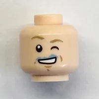 Minifig Head Luke Skywalker, Winking Left Eye, Blue Milk on Mouth Print