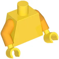 Torso Sweater with Heart in Circle Print, Bright Light Orange Arms, Yellow Hands