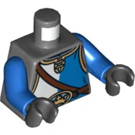 Torso Tunic, White and Blue Halves and Brown Belt Print, Blue Arms, Black Hands