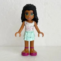 Chloe - White Top, Light Aqua Skirt