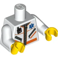 Torso Hospital EMT Star of Life, Zipper, Zippered Pockets, Radio Print, White Arms, Yellow Hands