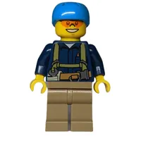 Dark Blue Torso, Dark Tan Legs, Dark Azure Helmet