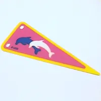 Flag Pennant with Blue and White Dolphins on Dark Pink Background Print