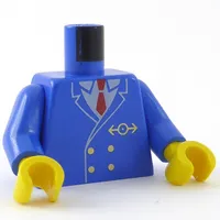 Torso Jacket, Red Tie, Gold Buttons and Train Logo Print, Blue Arms, Yellow Hands