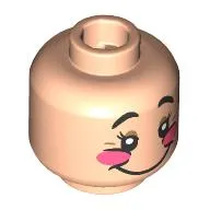 Minifig Head Bashful, Rosy Cheeks, Dark Orange Eyeshadow, Big Smile, Open Mouth Smile