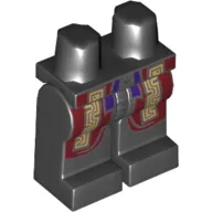 Hips and Black Legs with Dark Red and Gold Robe with Silver Trim and Purple Sash Print