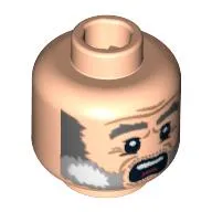 Minifig Head Joshamee Gibbs, Dual Sided, Gray Beard and Eyebrows, Crow's Feet, Angry / Scared Print [Blocked Open Stud]