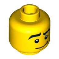 Minifig Head DJ, Eyebrows, Raised Right Eyebrow, Crooked Smile Print [Blocked Open Stud]