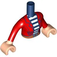 Minidoll Torso Girl with Red Jacket, Dark Blue/White Striped Shirt, Nougat Belt print, Light Nougat Arms and Hands