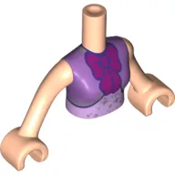 Minidoll Torso Woman with Lavender Dress, Magenta Bow, Dark Blue Trim Print, Light Nougat Arms with Hands