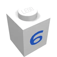 Brick 1 x 1 with Blue '6' Print