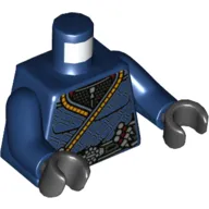 Torso Robe with Bright Orange Trim, Belt with Buckle Print, Dark Blue Arms, Black Hands