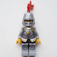 Lion Knight, Armour, Helmet with Red Plume (Pearl Light Gray)