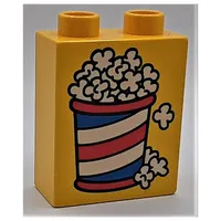 Duplo Brick 1 x 2 x 2 with Bucket of Popcorn Print