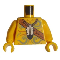 Torso Bare Chest, Sand Blue Decorations, Orange Belt, White Feather, Pouch print, Yellow Arms and Hands